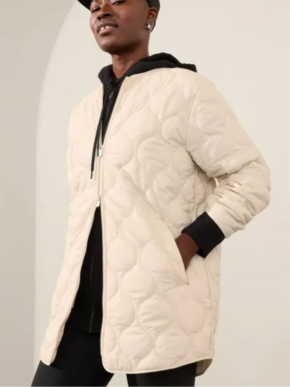 ATHLETA Alight Quilted Jacket Ivory NWOT Large